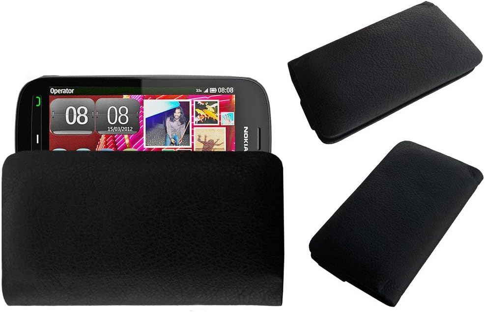 ACM Rich Leather Soft Case Compatible with Nokia 808 Pureview Mobile Handpouch Cover Carry Black