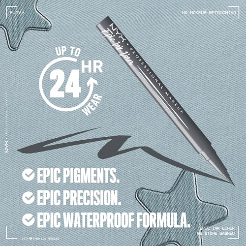Image of NYX PROFESSIONAL MAKEUP Epic Ink Liner, Waterproof Matte Liquid Eyeliner with Vegan Formula - Stone Washed (Grey)