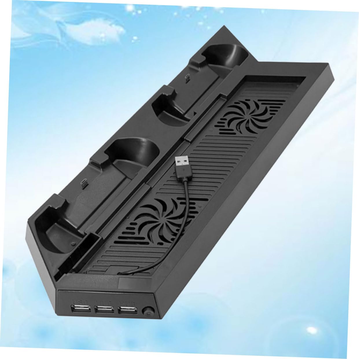 Supporto Ventola di Raffreddamento Verticale per Console da Gioco Doppia Ventola Integrata e Stazione di Ricarica Doppia, Base Multifunzione Salvaspazio per Console Gaming
