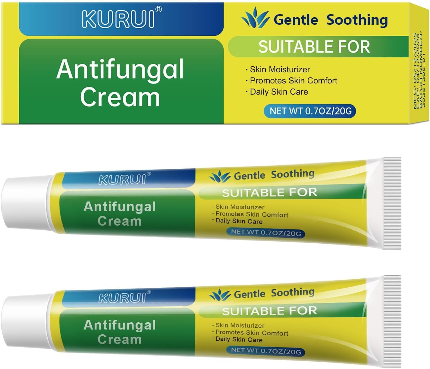 Antifungal Cream with Tea Tree Oil Centella - Herbal Formula Anti Fungal Skin Cream Soothes Itching, Athlete's Foot, Jock Itch, Ringworm - 2Pcs