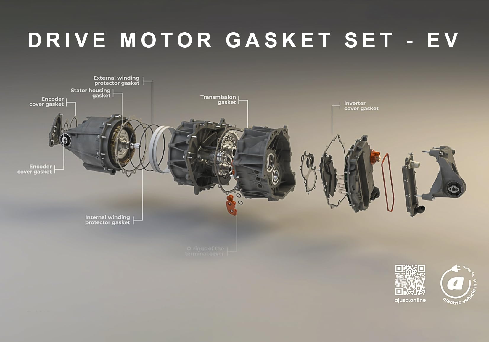 AJUSA EV000600 Kit de juntas motor eléctrico 1. Delantero