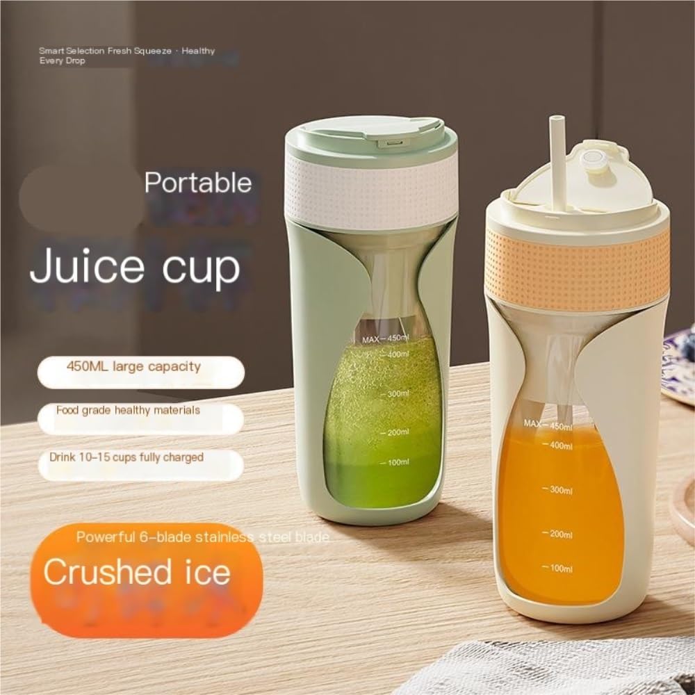 Bicchiere Portatile For Succhi Da 450 Ml - Ricaricabile Tramite USB, Ideale For Casa, Ufficio E Spazi Aperti - Frulla Frutta E Verdura Senza Sforzo! -Frutti da mescolare(Wild Green)