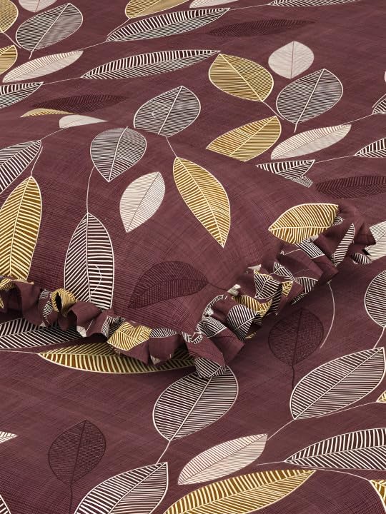 Image of 380 TC Premium Glace Cotton Elastic Fitted Bedsheet King Size with 2 Pillow Covers King Size | Double Bed with All Around Elastic (Wine New, Fitted - 72 inchx78 inch King)