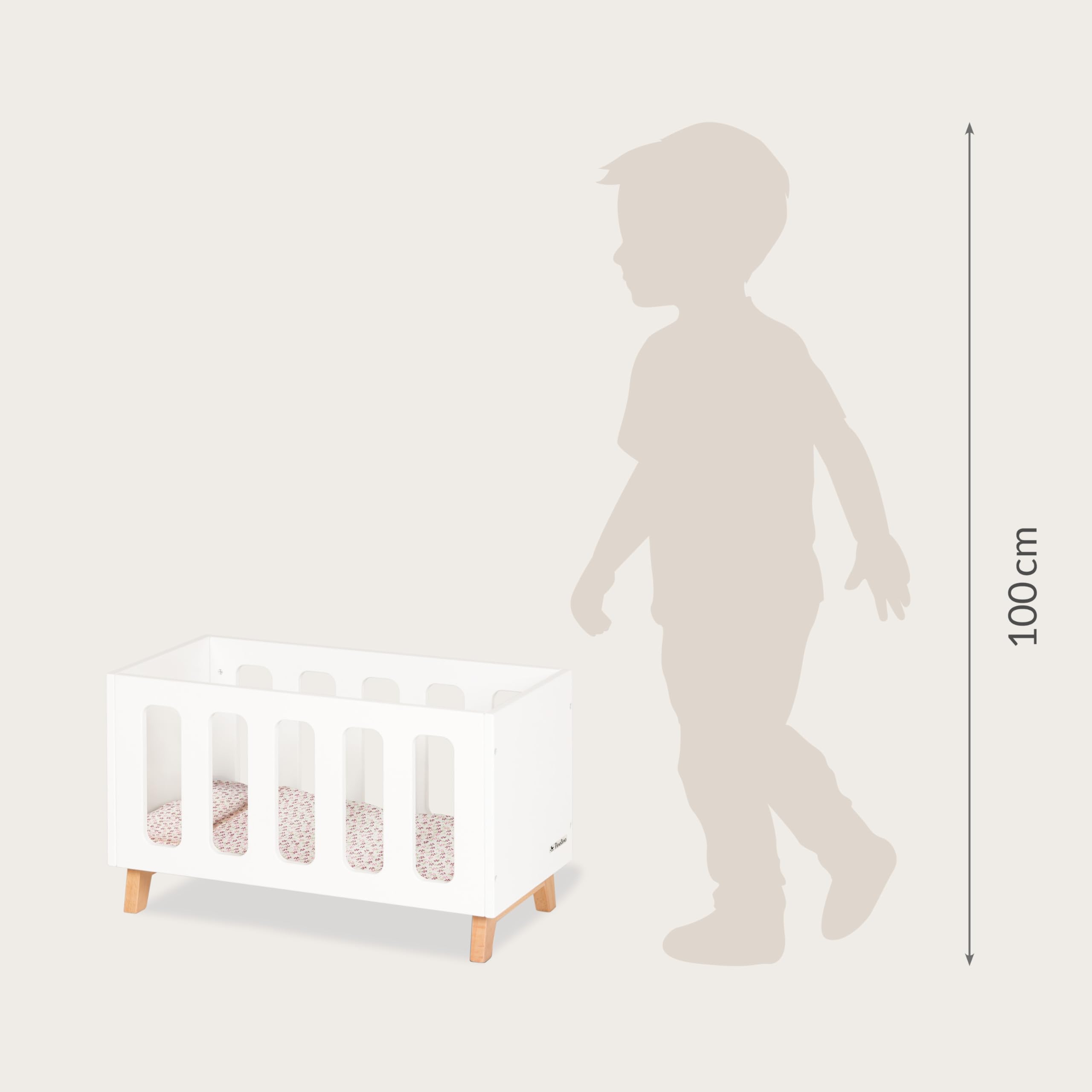 Pinolino Letto per bambola in legno Marit con 3 pezzi, consigliato per bambini 2+ certificato FSC (FSC-C120795), colore: bianco/trasparente