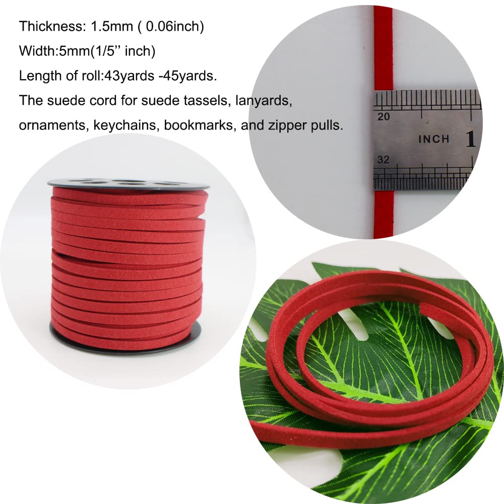 Cordón de piel de ante de 5 mm, hilo de piel de terciopelo coreano para bisutería y bisutería y collares