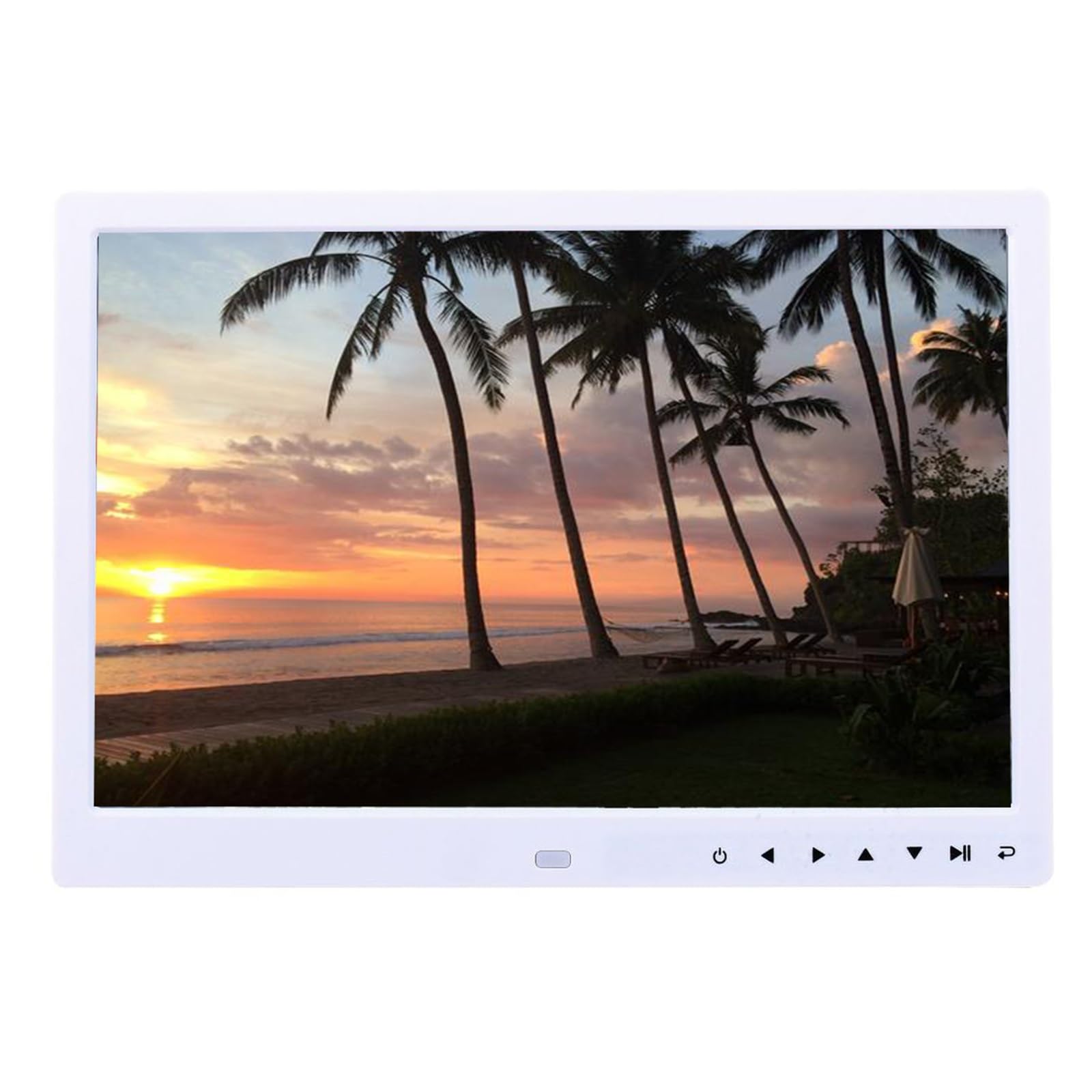 MYUYEE 13-Inch Hd Digital Photo Frame With Touch Buttons - Wall-Mounted Advertising Display Stand (White)