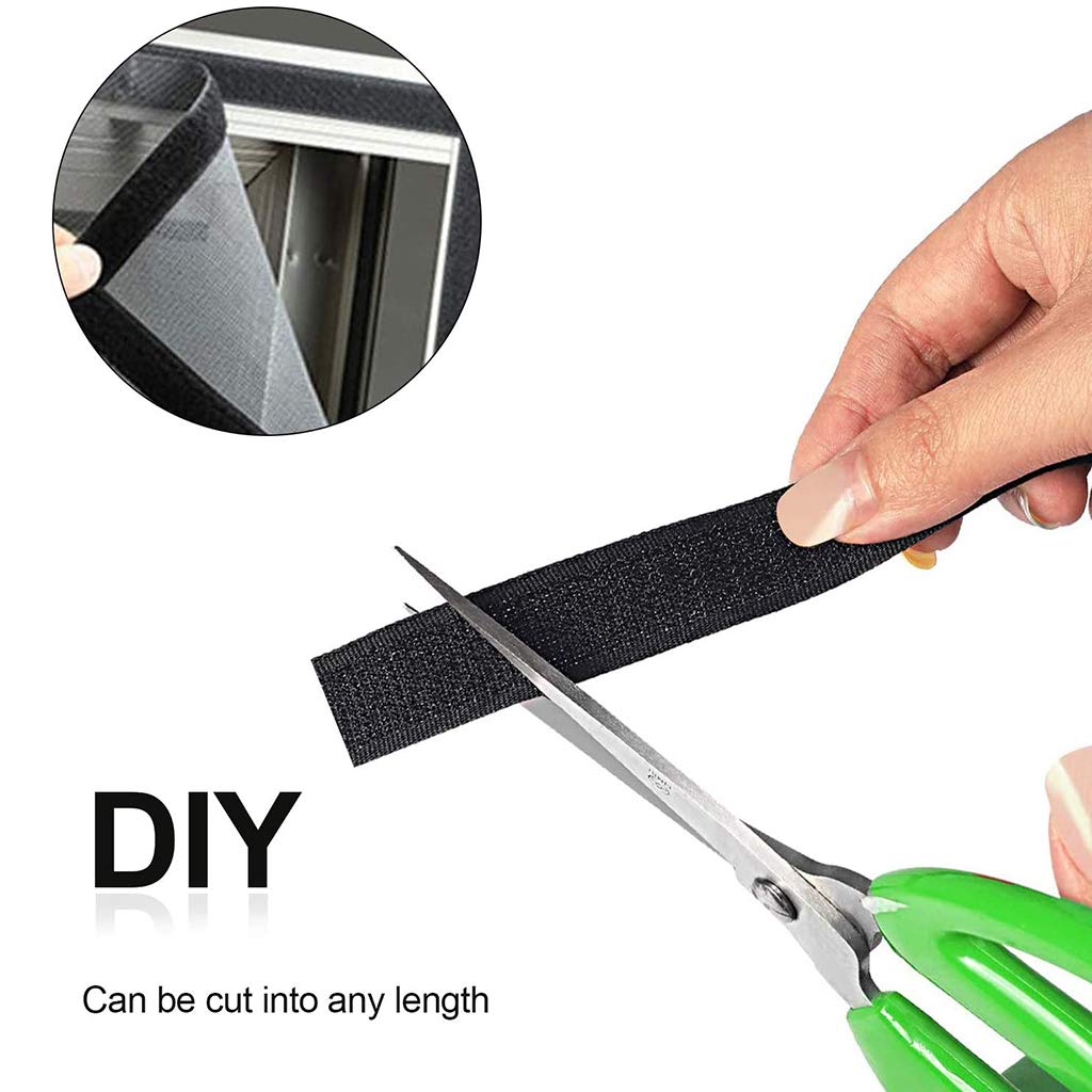 Adhesivo Doble Cara Extra Fuerte 25m, Gancho y Cinta de Bucle Cintas de Autoadhesiva con Cierre Doble Cara, para Uso Interior Al Aire Libre. - Negro 3cm Ancho