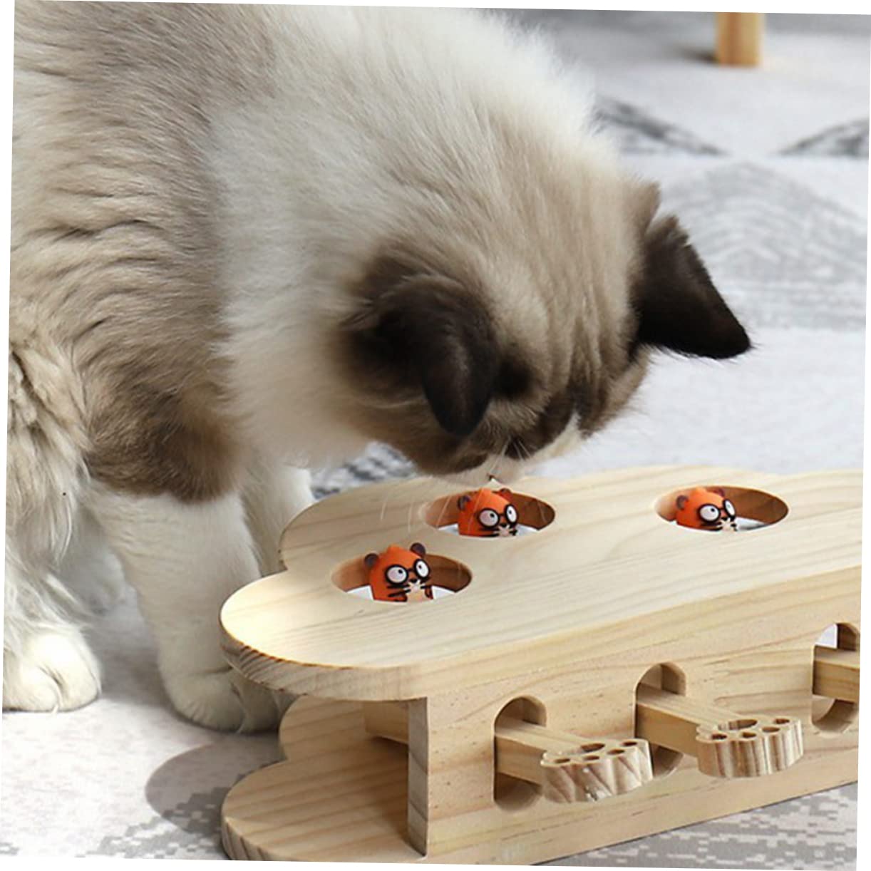 TOYANDONA Holz Katzenspielzeug Mäusespiel Mit Glatter Oberfläche Interaktiv Für Haustiere Katzenminzenspielzeug
