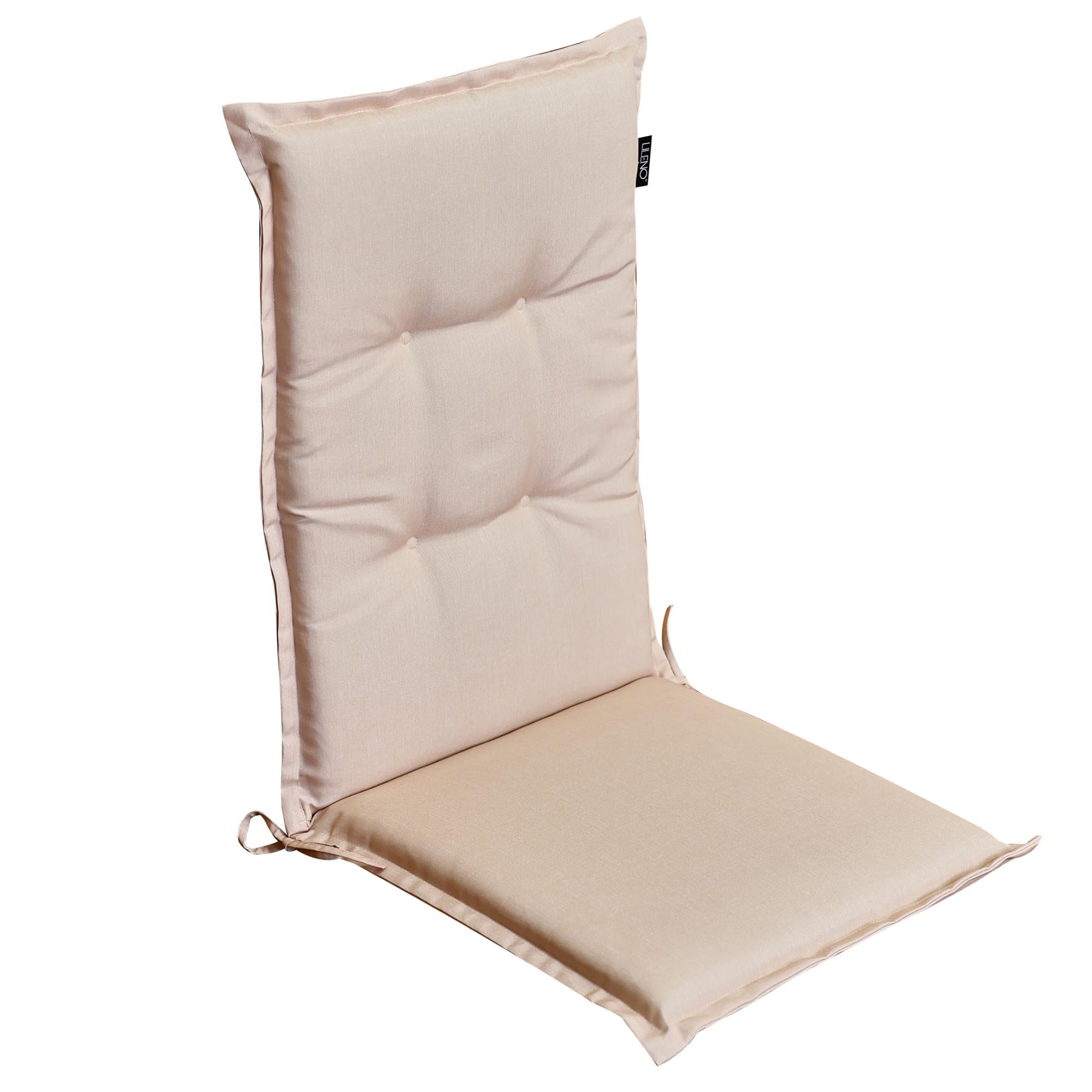 LILENO HOME Garden Chair Cushions as [Set of 1 - High-Back] in Cream Plain - Comfortable Cushions as Seat Cushions for Garden Furniture - Chair Cushions for Garden Chairs and Folding Chairs