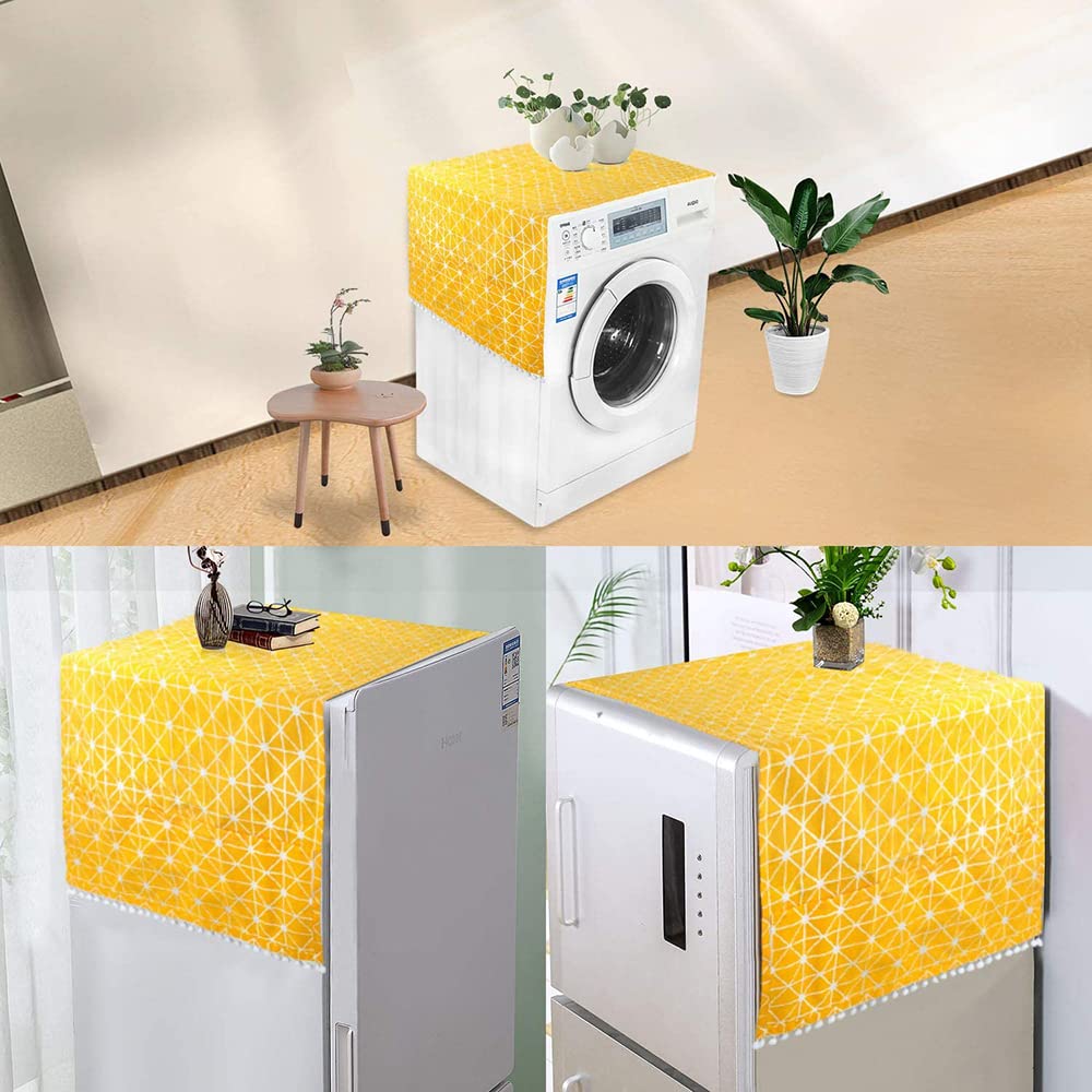 Anti-Rutsch Abdeckung Für Waschmaschine & Kühlschrank – 130x55 Cm, Leinen, Mit 4 Taschen | Sonnenblume