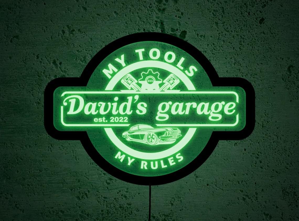 Custom Garage Sign Light, Garage LED Sign, Personalized Garage Neon