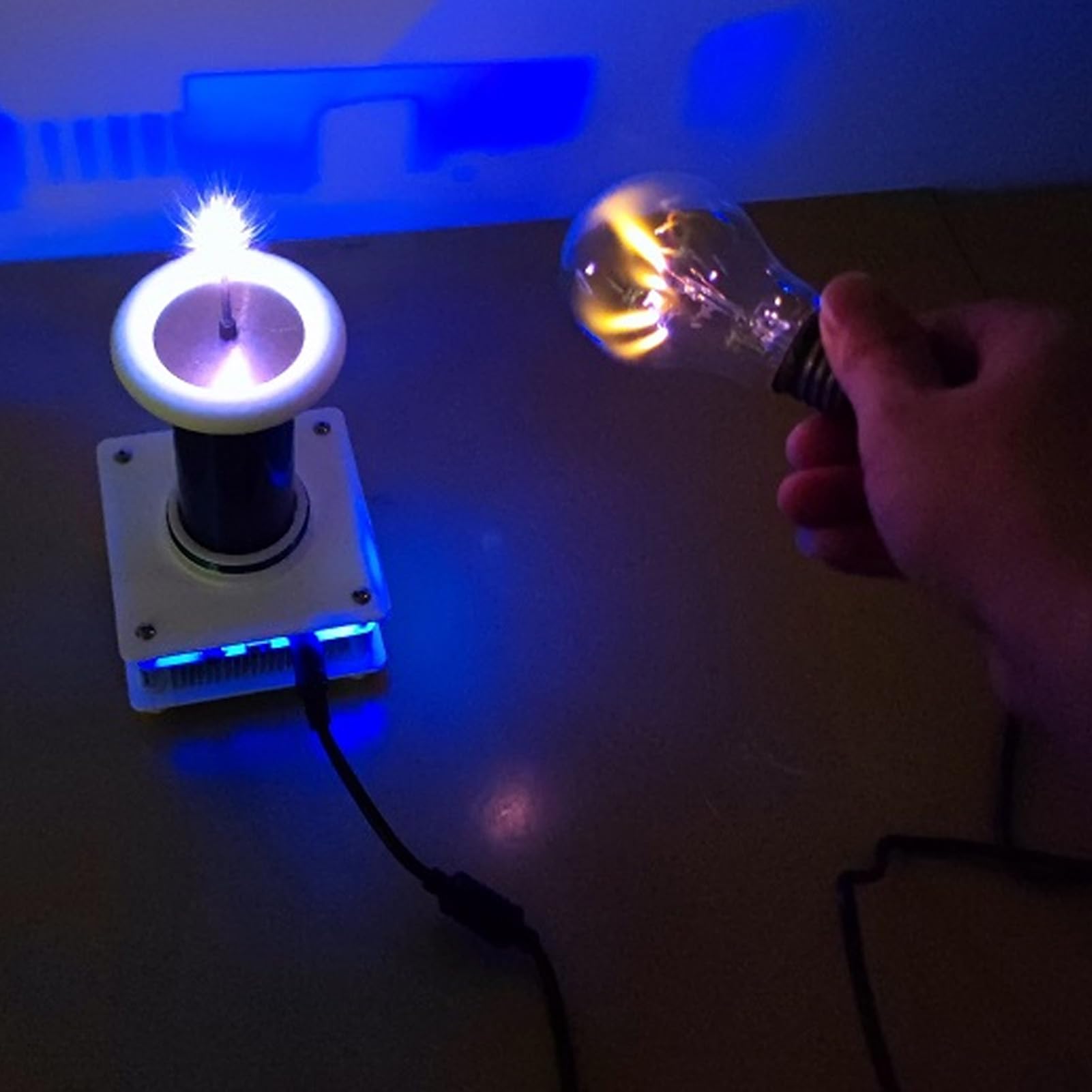 con Placa de Circuito de Alta Potencia de Bobina Secundaria de generador de - Modelo de Experimento de transmisión inalámbrica de Bobina de música Bluetooth y Altavoz de Plasma