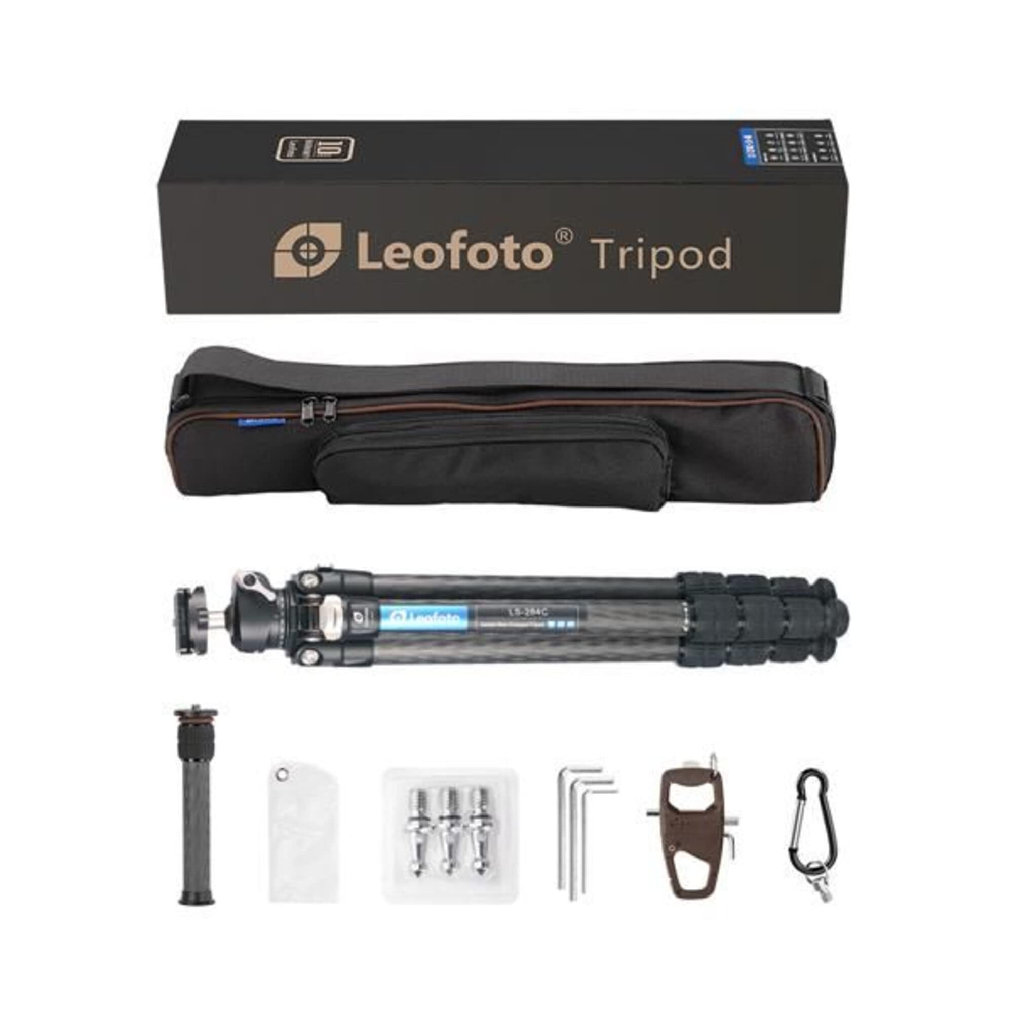 Leofoto - Ranger - Trípode de Carbono con Cabeza esférica - Ligero - Patas Ajustables en 3 ángulos - Ideal para fotografía Macro - LS-284C+LH-30 Negro
