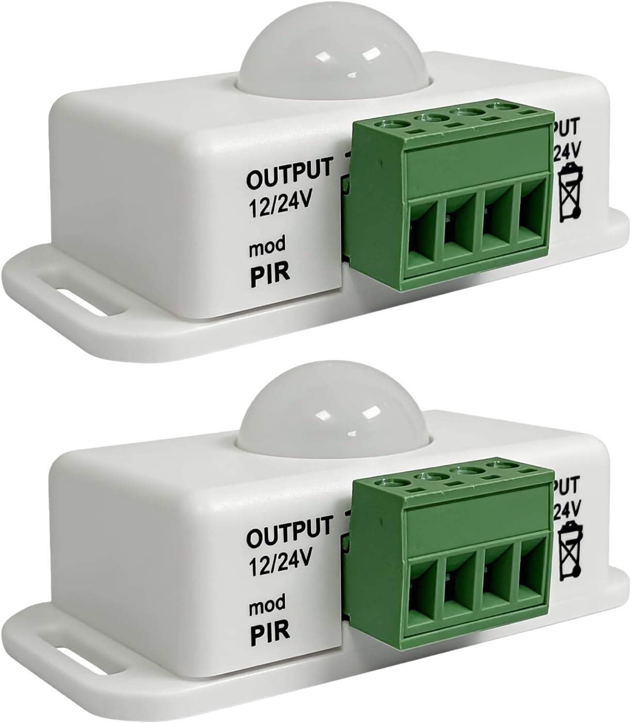 2 Pcs 12V/24V PIR Motion Sensor, Small PIR with Timer, Sensor Indoor for LED Strips Infrared, Controller Dimmer Switch with Motion Detection, Automatic Controller for LED Light Strips White