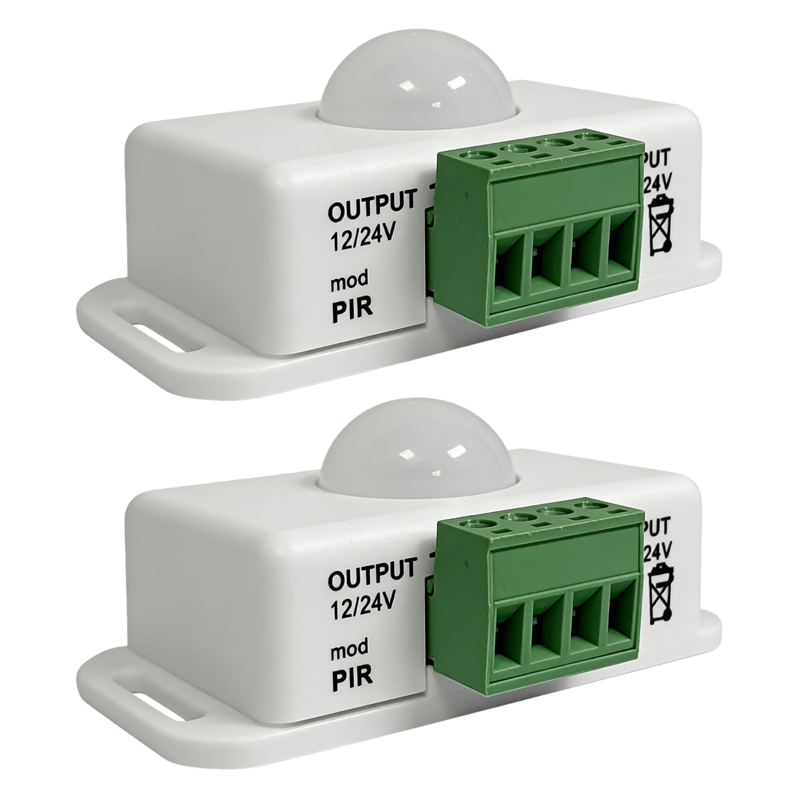 2 Pcs 12V/24V PIR Motion Sensor, Small PIR with Timer, Sensor Indoor for LED Strips Infrared, Controller Dimmer Switch with Motion Detection, Automatic Controller for LED Light Strips White