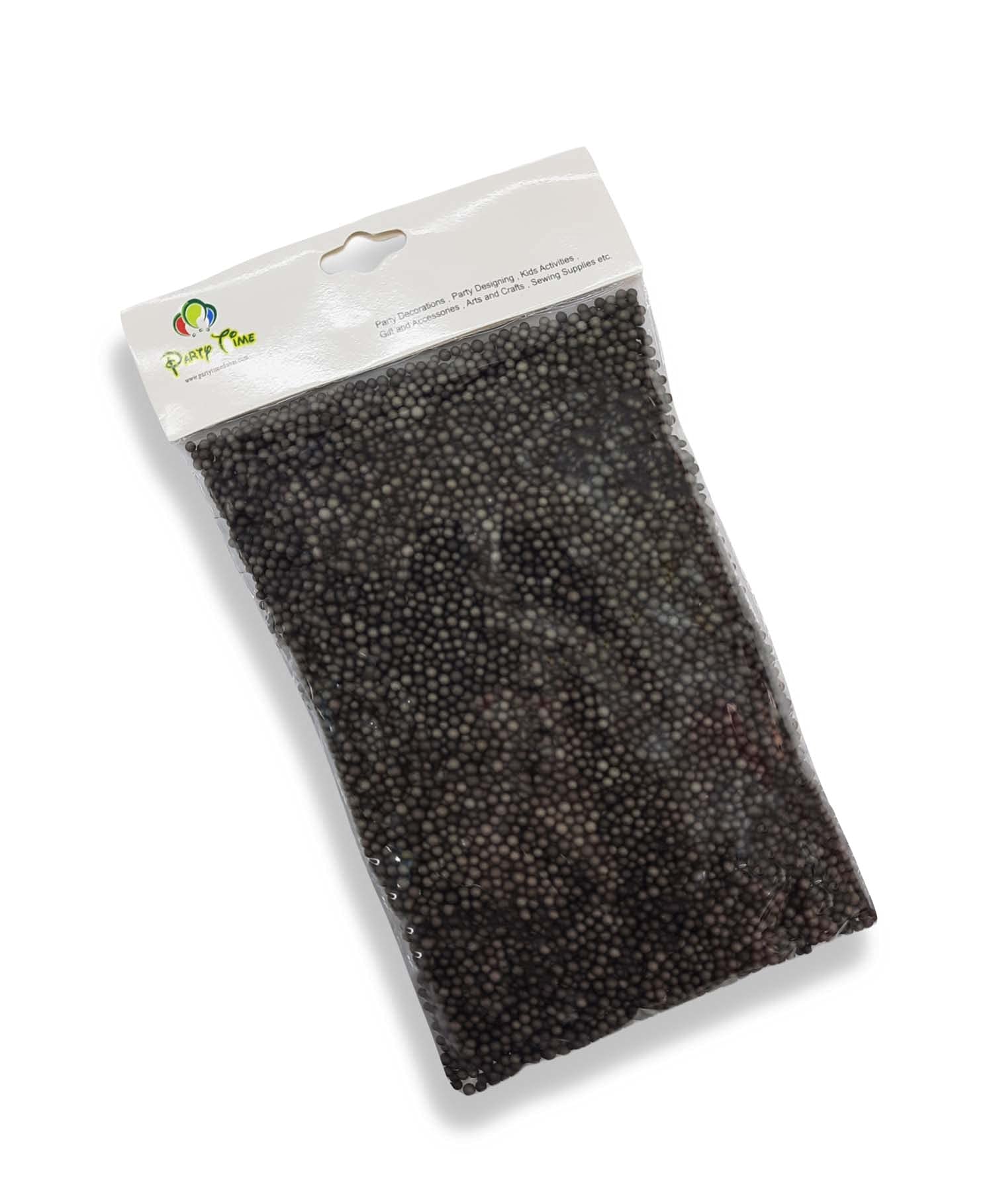 PARTY TIME - 1 Pack Small Thermacol/Foam Beads Styrofoam Beads Balls for Kids DIY Slime Making and Party Decoration (Black)