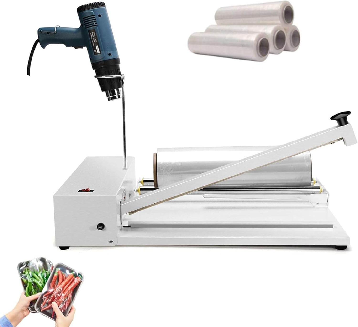 Shrink Wrap Machine, Shrink Wrap Heat Sealer, 450W Shrink Wrap Sealer with 2000W Heat Gun, Sealing Length 45cm, for Food Book Box Packaging in Shops