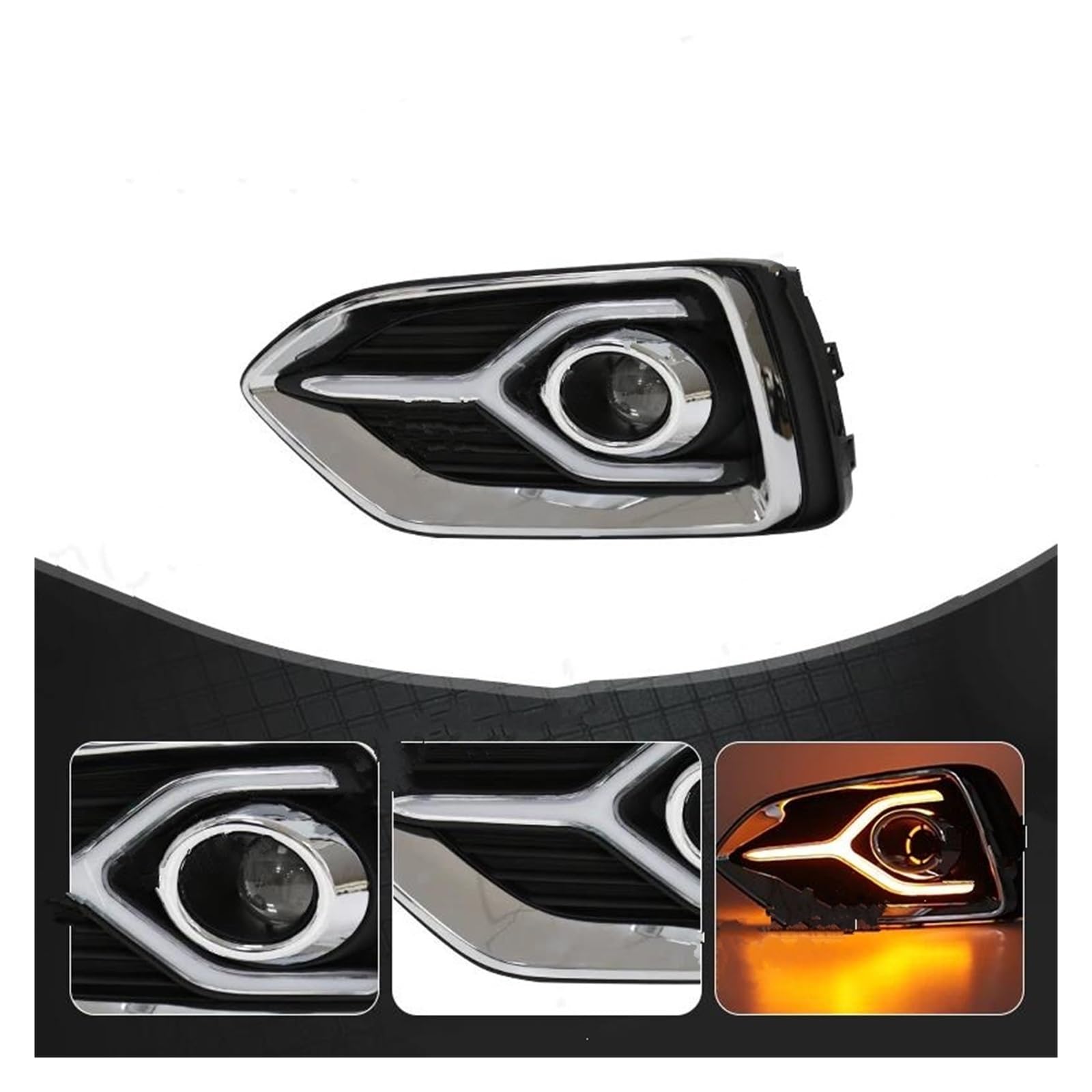 Genérico Para Hyundai Para Accent 2018 2019 2020 DRL Luz Circulación Diurna Lámpara Antiniebla Intermitente Para Coche LED Faros Coches Indicador Lateral Espejo