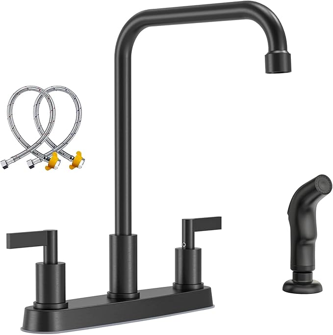 Kitchen Faucet with Sprayer,GOWIN Black Kitchen Faucet,2 Handle Kitchen