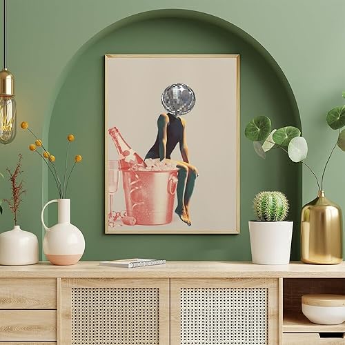 Miniatura 8 de Póster de cabeza de bola de disco Funky Disco Impresión en lienzo Póster retro de los años 70, arte de pared de bola de espejo de lujo, arte de