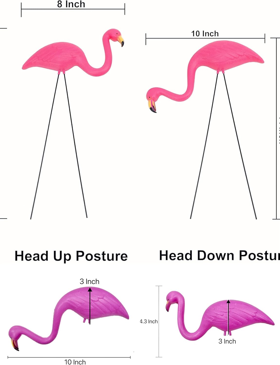 GiftExpress 12 Pack Pink Flamingos Yard Decorations - Small 14" Tall Plastic Flamingo Statue w/Metal Stakes - Lawn Ornaments & Garden Decor for Outdoor Parties