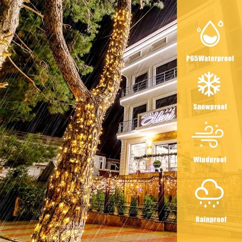Tacobey Solar Lichterkette Außen Warmweiß - 20M 200 LED USB/Solarbetrieben Lichterkette Aussen, Wetterfest, 8 Modi, Solarlichterkette für Outdoor Terrasse Garten Balkon Deko