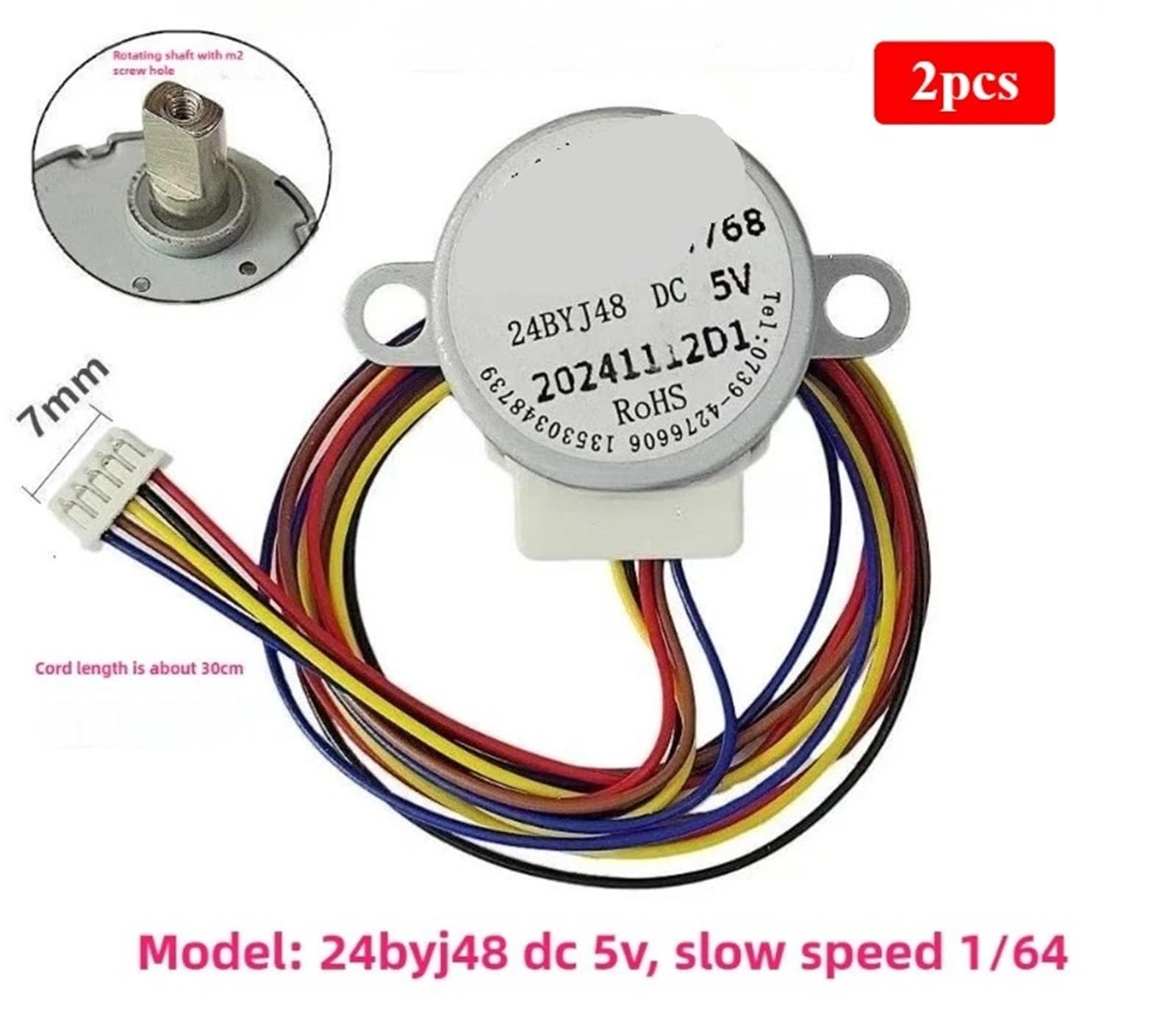 2 uds 24BYJ48 Motor Paso a Paso DC 5V 4 Fases 5 Cables Monitor de cámara inalámbrico PTZ Velocidad Lenta 1/64