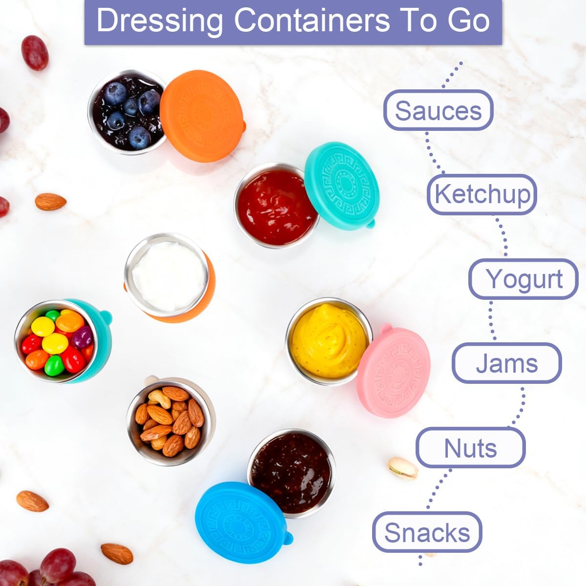 10 Pack 1.6 Oz Salad Dressing Containers To Go, Stainless Steel Small Condiment Containers with Lids, Reusable Leakproof Sauce Container Cups for Lunch Bento Box Picnic & Travel - Image 6