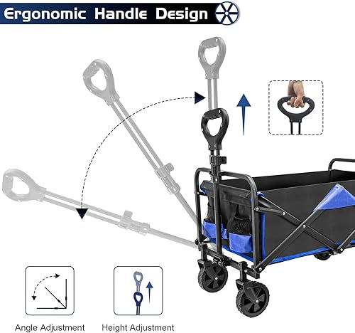 Miniatura 4 de Carro plegable plegable, carrito de playa resistente con ruedas plegable, carrito de comestibles plegable utilitario para camping, deportes,