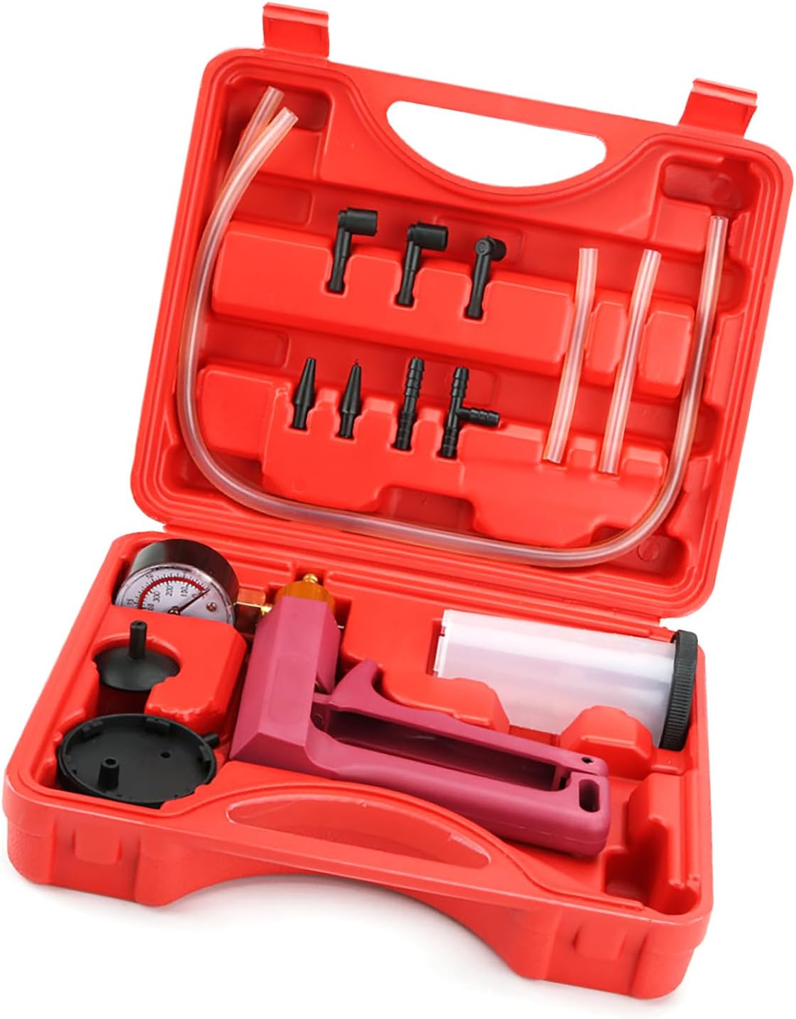 YUNNESS ブレーキブリーダーキット ハンドバキュームポンプ付き ゲージアダプター付き 自動車用ブレーキ液ブリードセット バイク