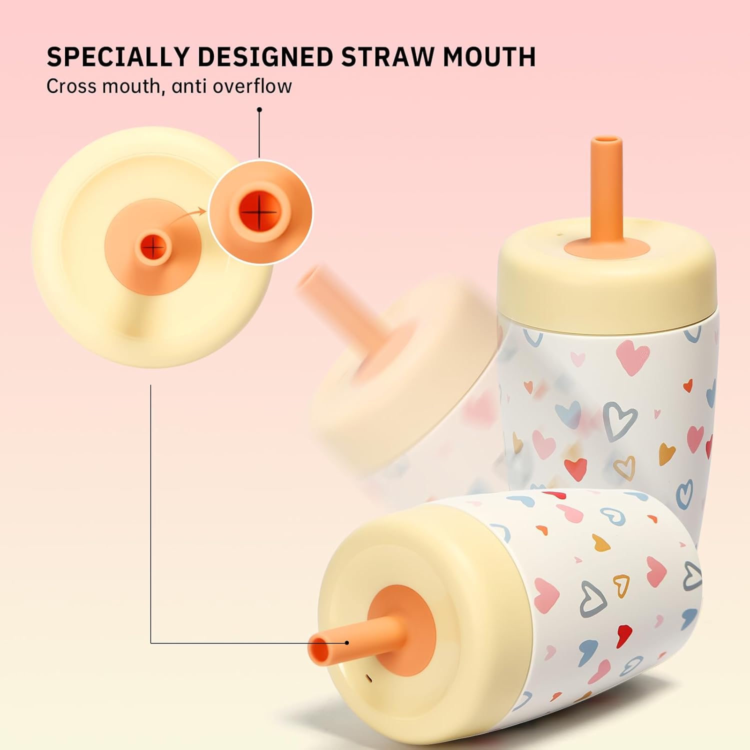 Stainless Steel Tumbler with Straw, Tumbler with Leak Proof, Reusable Double Walled Water Bottle, Thermo Coffee Travel Mug (Love, 350ml) - Image 4