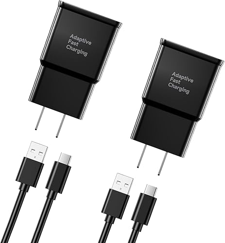 Dretol Paquete de 2 cargadores rápidos adaptativos tipo C de 15 W, bloque de carga rápida USB C, cargador rápido para Samsung con cable USB A-C,