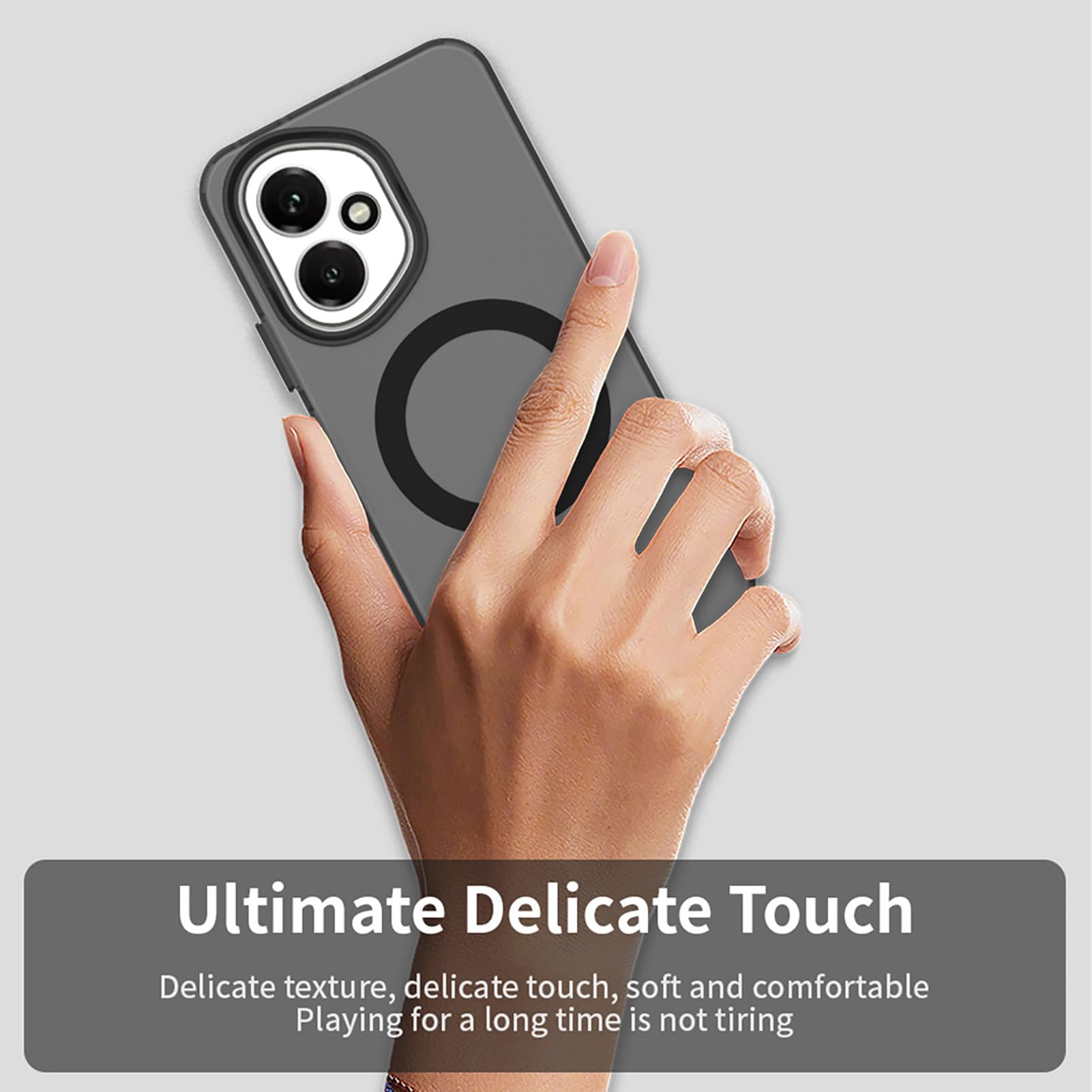 ILING Cover per HONOR 400 5G, Custodia Rigida PC + TPU Antiurto, Ricarica Magnetica, Ultra Sottile Traslucida Matte (Nero)