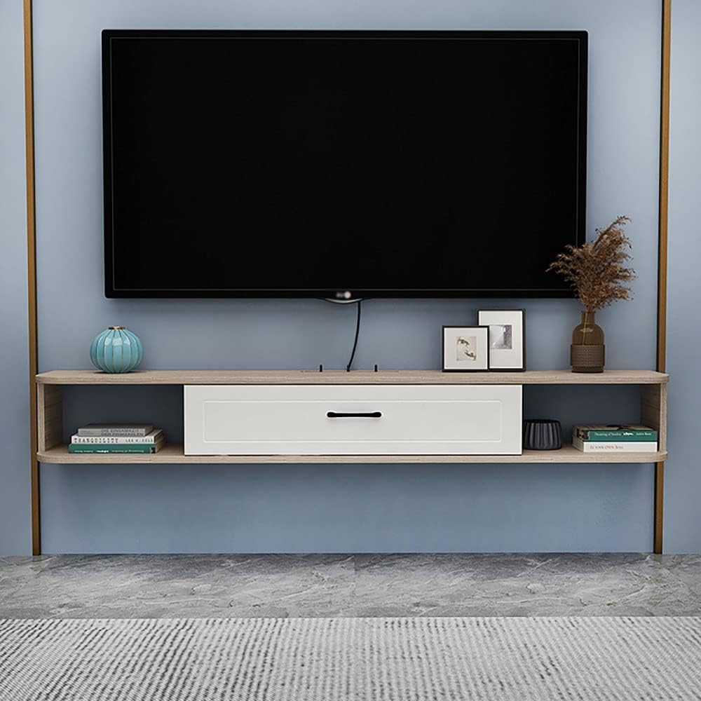 Wall Mounted Media Centre,Large Capacity Floating TV Stand with Drawer