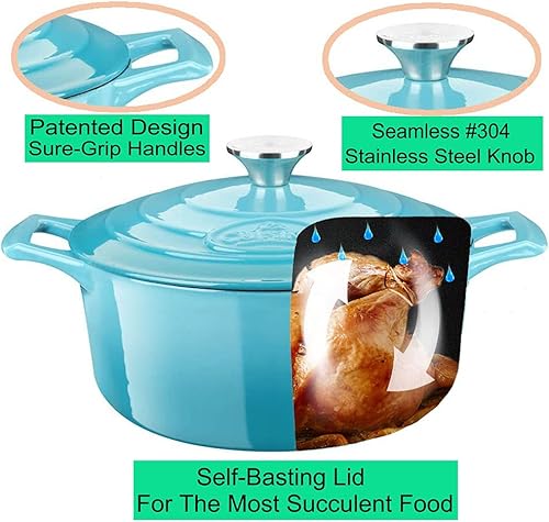 Miniatura 3 de Batería de cocina La Cuisine de hierro fundido esmaltado, horno holandés, cacerola, calidad superior Sartén, Azul pálido
