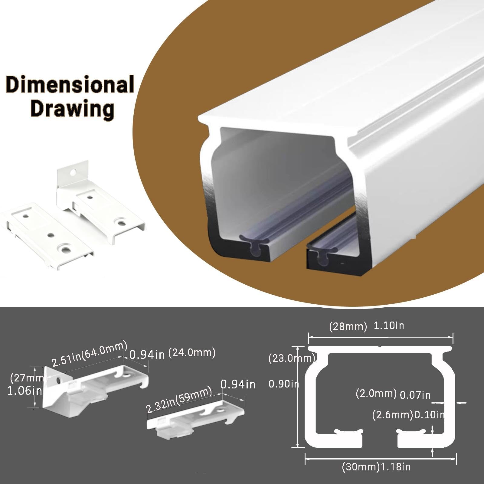 Resistente Binario per Tende in Alluminio, Supporto Parete Soffitto(champán,3.40m/11.15ft)