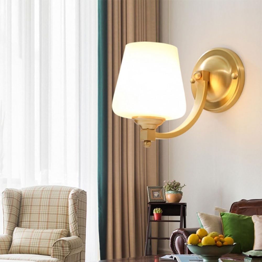 CWCQGH Farmhouse Wall Lamp Copper Sconces for Living Room Corridor and Bedroom Retro Double/Single Head Lighting Fixture,Single Head