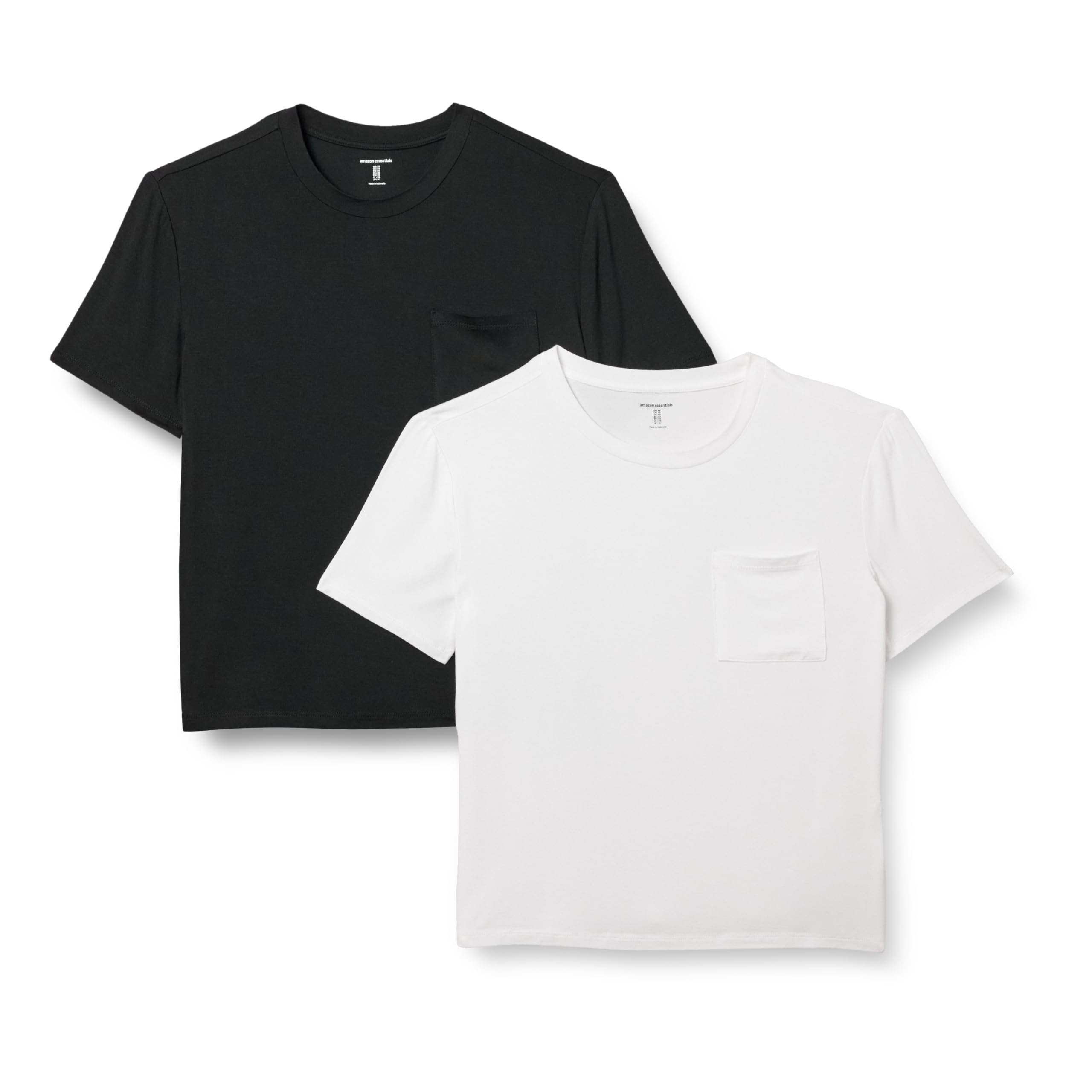 Amazon Essentials Womens Jersey Relaxed-Fit Short-Sleeve Crewneck Pocket T-Shirt Pack of 2