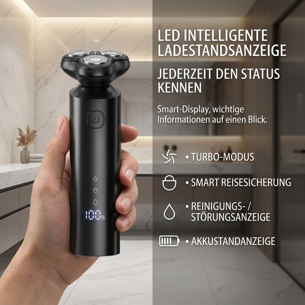 Beyerswerk EQ 8 Ultra Elektrorasierer 90 Minuten Akkulaufzeit Nass Und Trocken Rasur Mit Präzision Für Unterwegs Und Zuhause