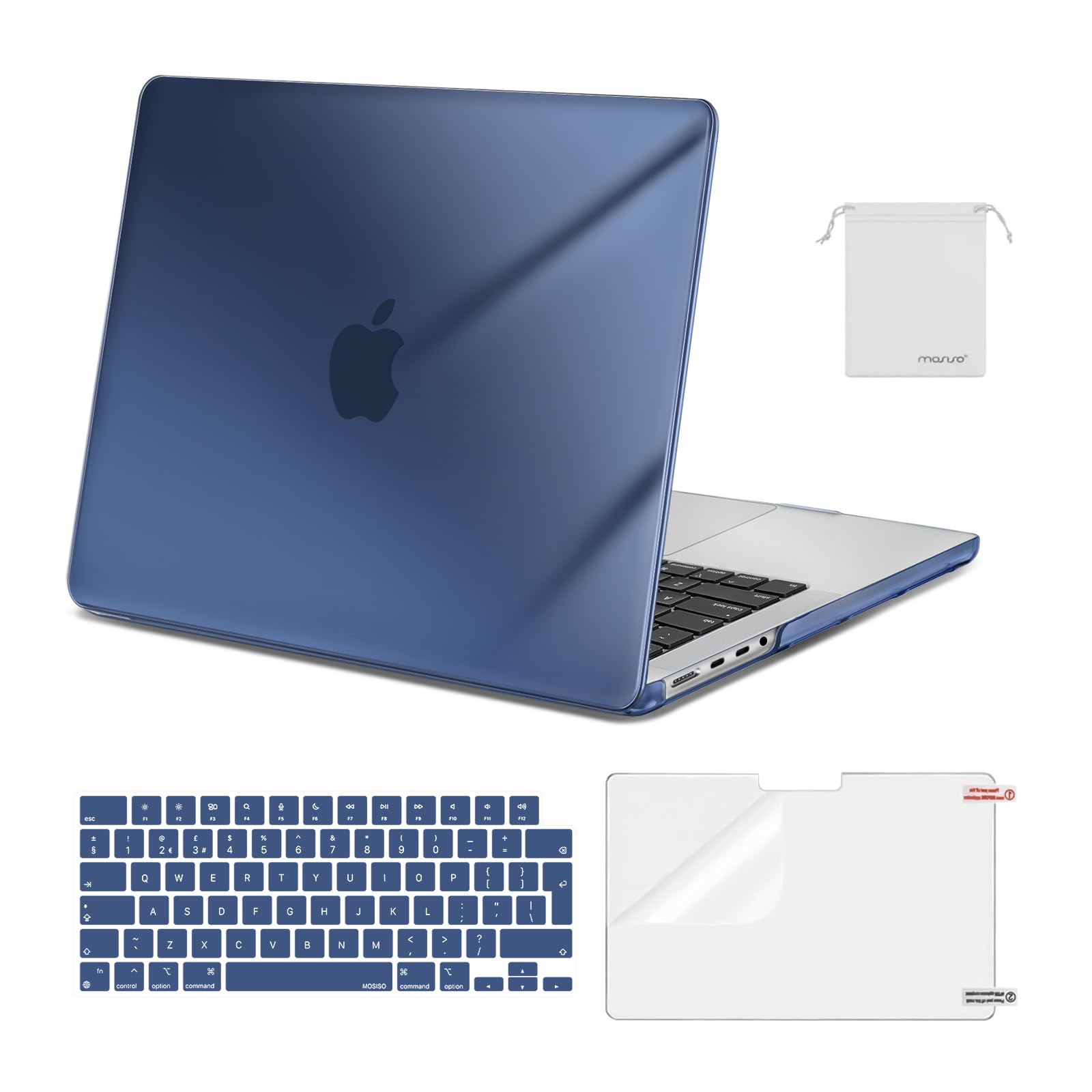 MOSISO Compatible avec MacBook Pro 14 M5 M4 M3 M2 M1 A3426 A3427 A3434 A3112 A3185 A3401 A2918 A2992 A2779 A2442 Pro/Max 2025-2021,Coque&Clavier&Protecteur D'écran&Sac Rangement,Minuit Cristal