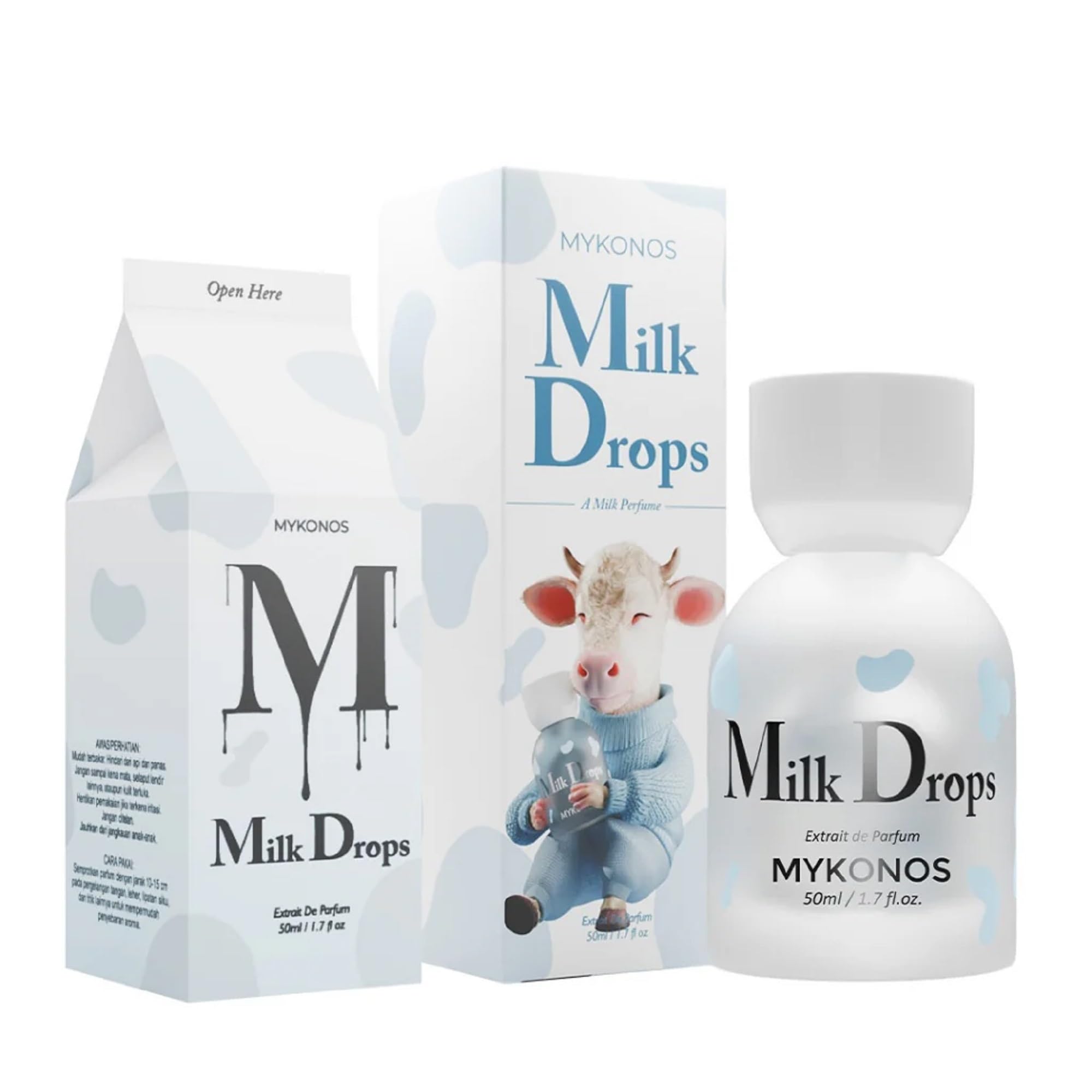 MYKONOS Milk Drops – Milky, Gourmand, Sweet, Woody – Extrait de Parfum Spray Long-Lasting Fragrance for Unisex, 1.7 Ounce / 50 ml