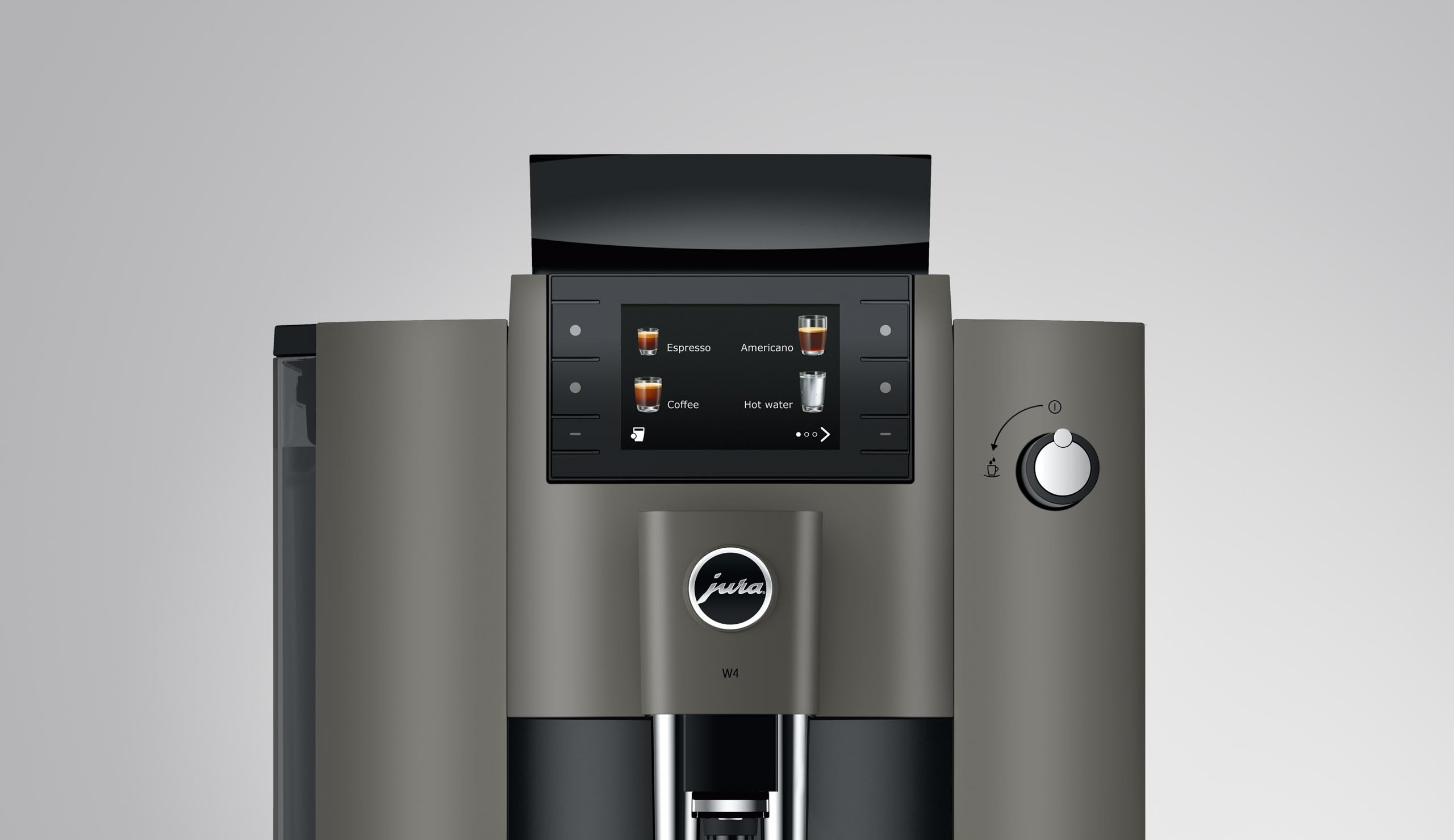 Jura - W4 Dark Inox, Macchina da Caffè Automatica, 10 Bevande, Display a Colori 3.5", 29.5x44.6x44.3 cm, Thermoblock, Professional Aroma Grinder 2, CLARIS Pro Smart+