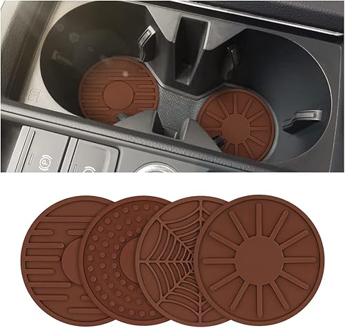 Miniatura 10 de 4 paquetes de posavasos para automóvil para portavasos, 2.68 pulgadas de silicona antideslizante para insertar en el portavasos del automóvil, Rojo