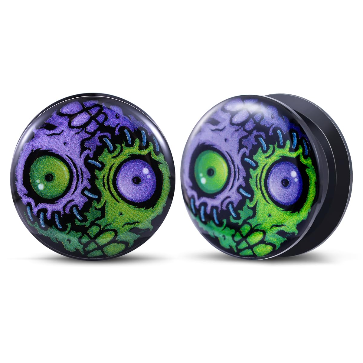 POBAISITER 2PCS Acrylic Solid Screw On Ear gauges Art Oil Painting The Scream Epoxy Allergy Free Ear Plugs and Tunnels Stretcher For Women Men Body