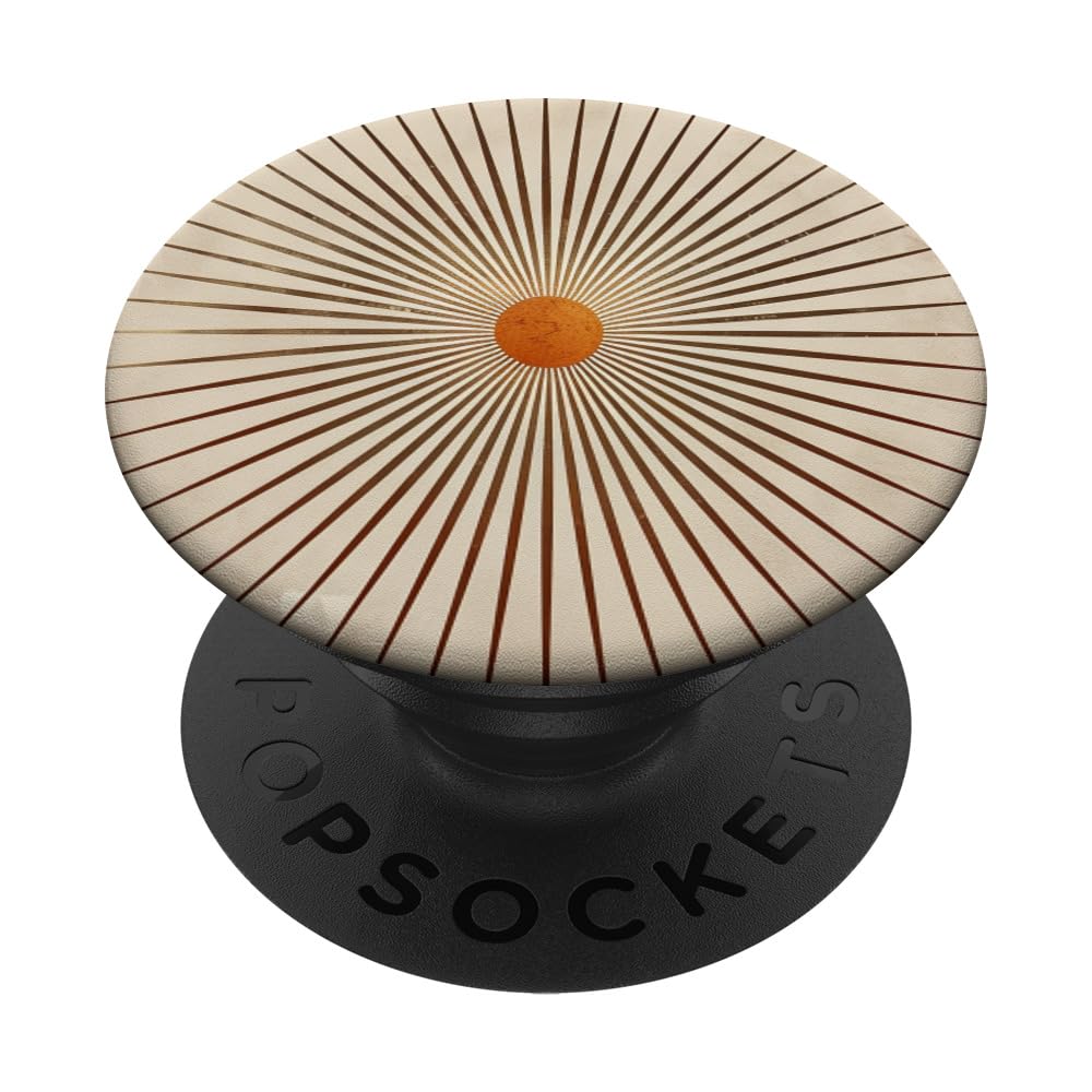 Pastel Taupe Minimalistic Sun PopSockets Swappable PopGrip, Black