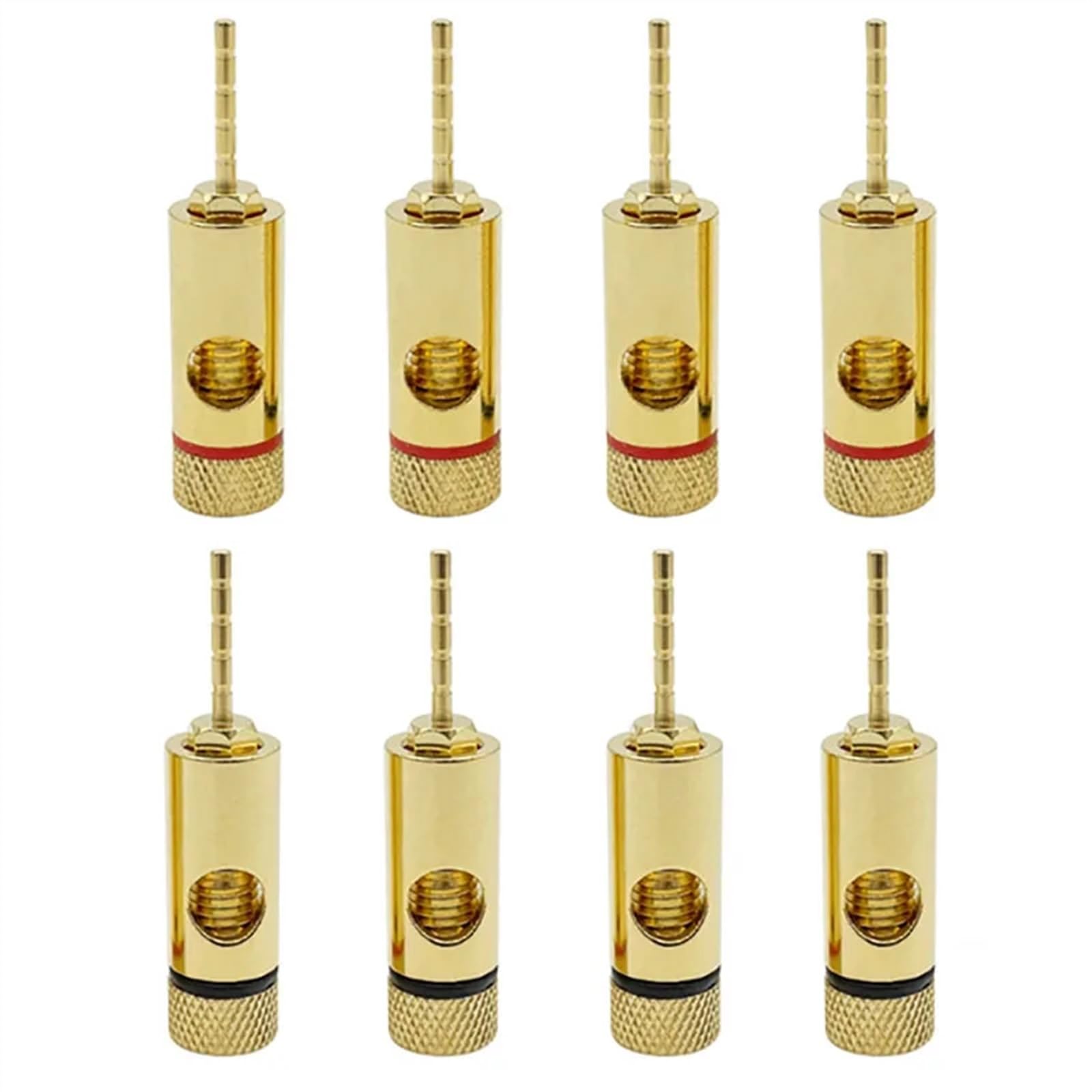 Adaptateur de fiche Banane à Broche Droite en cuivre plaqué Or, 8 pièces, Broches de 2mm, bornes Banane, fiches de Haut-Parleur, connecteur de câblage(8 Red)