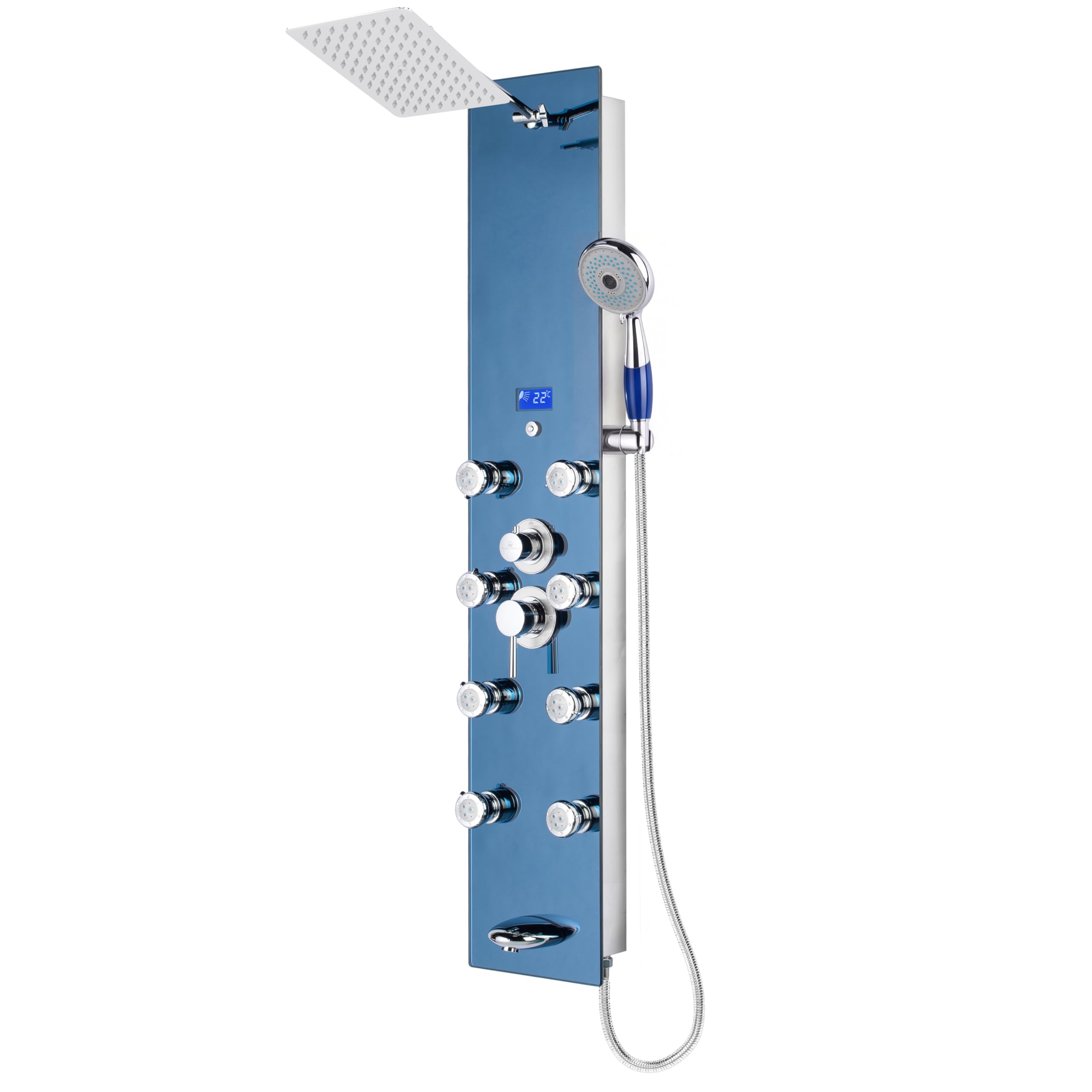 Blue Ocean 52" Stainless Steel SPS392H Shower Panel Tower System with Rainfall Shower Head and 8 Adjustable Massage Jets