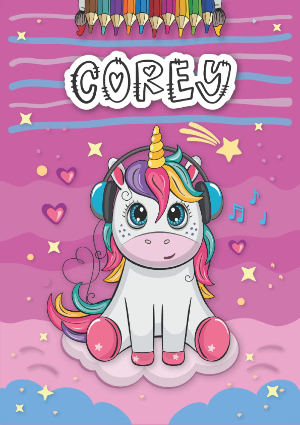 Corey: Personalized Coloring Book for Corey | Theme: Unicorn | Birthday gift for girl, daughter ... | Ages: 4-8 | 25 unicorn designs with name Corey, Large size A4 (ca. 8.5 x 11 inches)