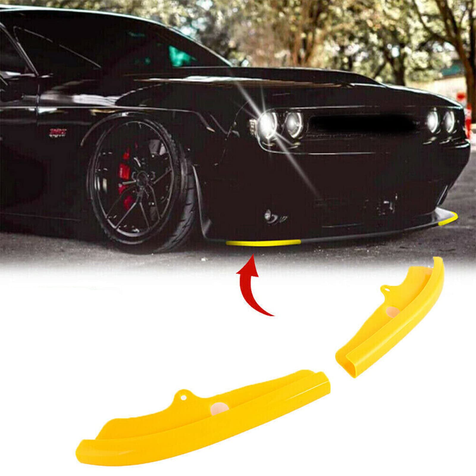 Front Bumper Lip Splitter Protector Cover Replacement Part for 2015-2023 Dodge Challenger Scat Pack R/T GT SRT Not for Plus,Widebody(,2pcs/Set) (Yellow)