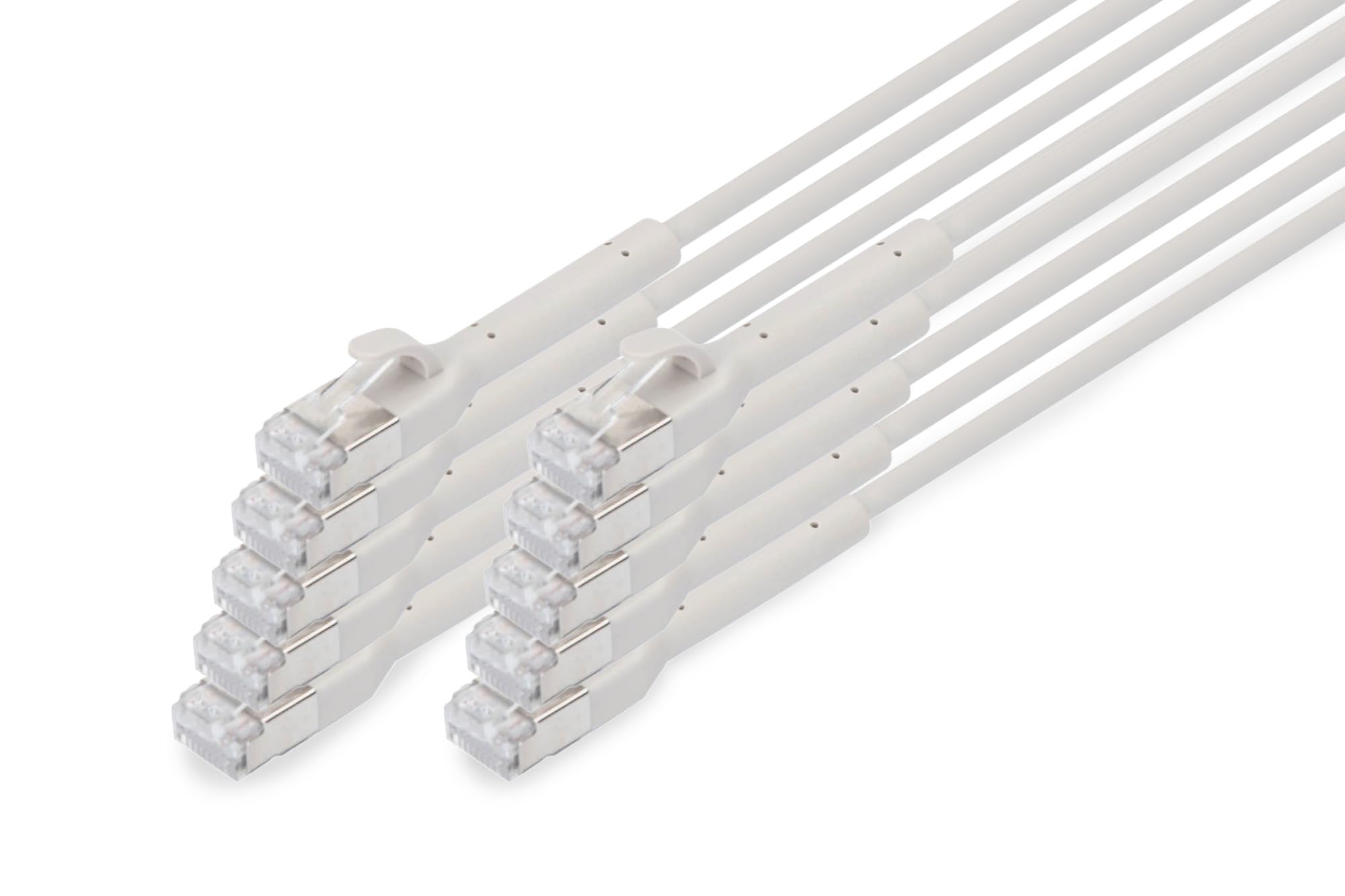 DIGITUS Cavo LAN Cat 6A – 1,5 m – 10 pezzi – 10 Gbps – connettore flessibile – versione slim AWG 32-7 – cavo di rete RJ45 – F-FTP – PoE+ – LSZH – compatibile con Cat7, Cat6, Cat5e – grigio